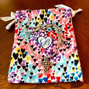 Brighton Silver Cross Necklace with Gold Details